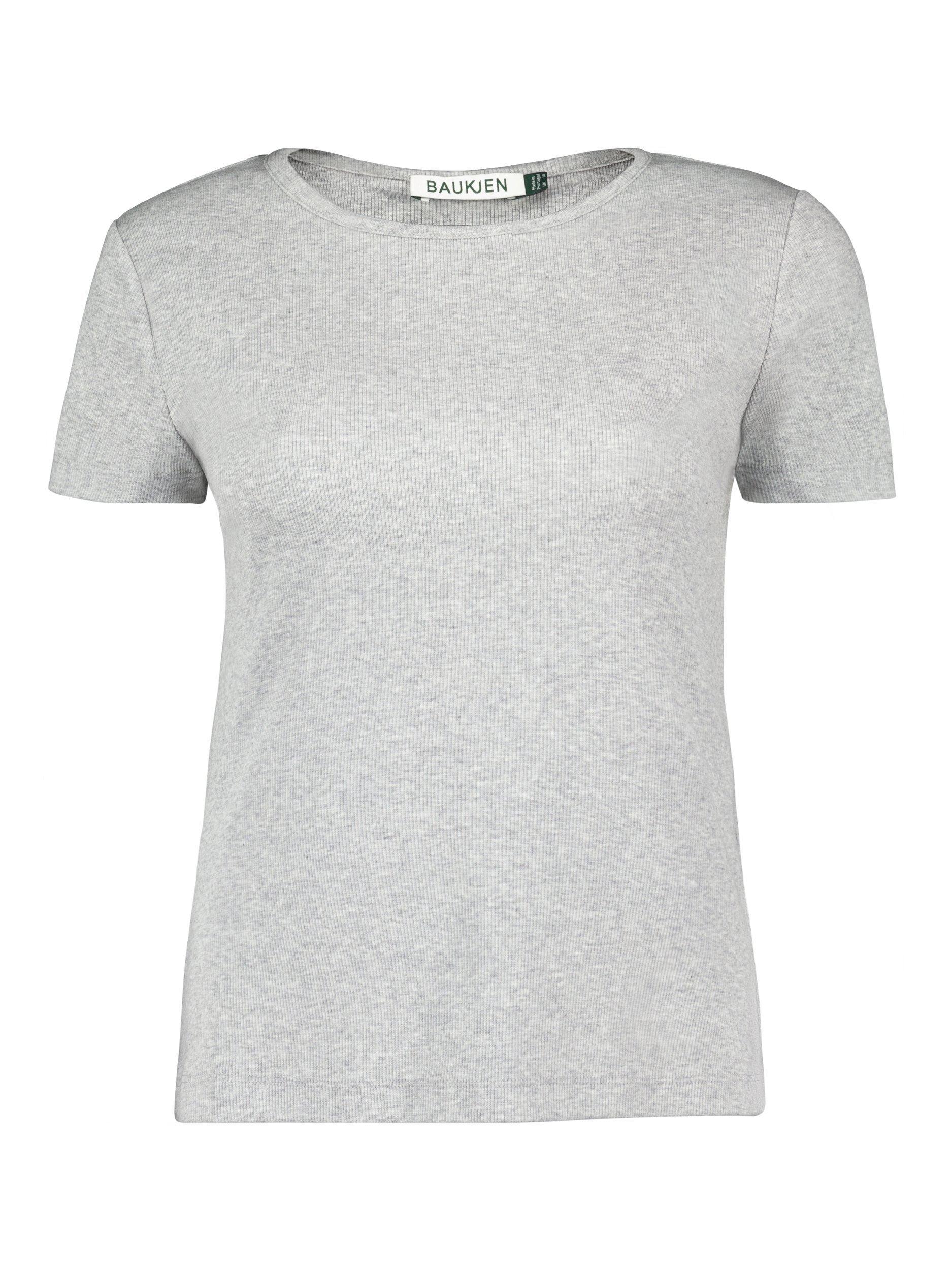 Product image 3 of 3, which shows Baukjen Erin Rib Cap Sleeve T-Shirt, Grey Marl, 8