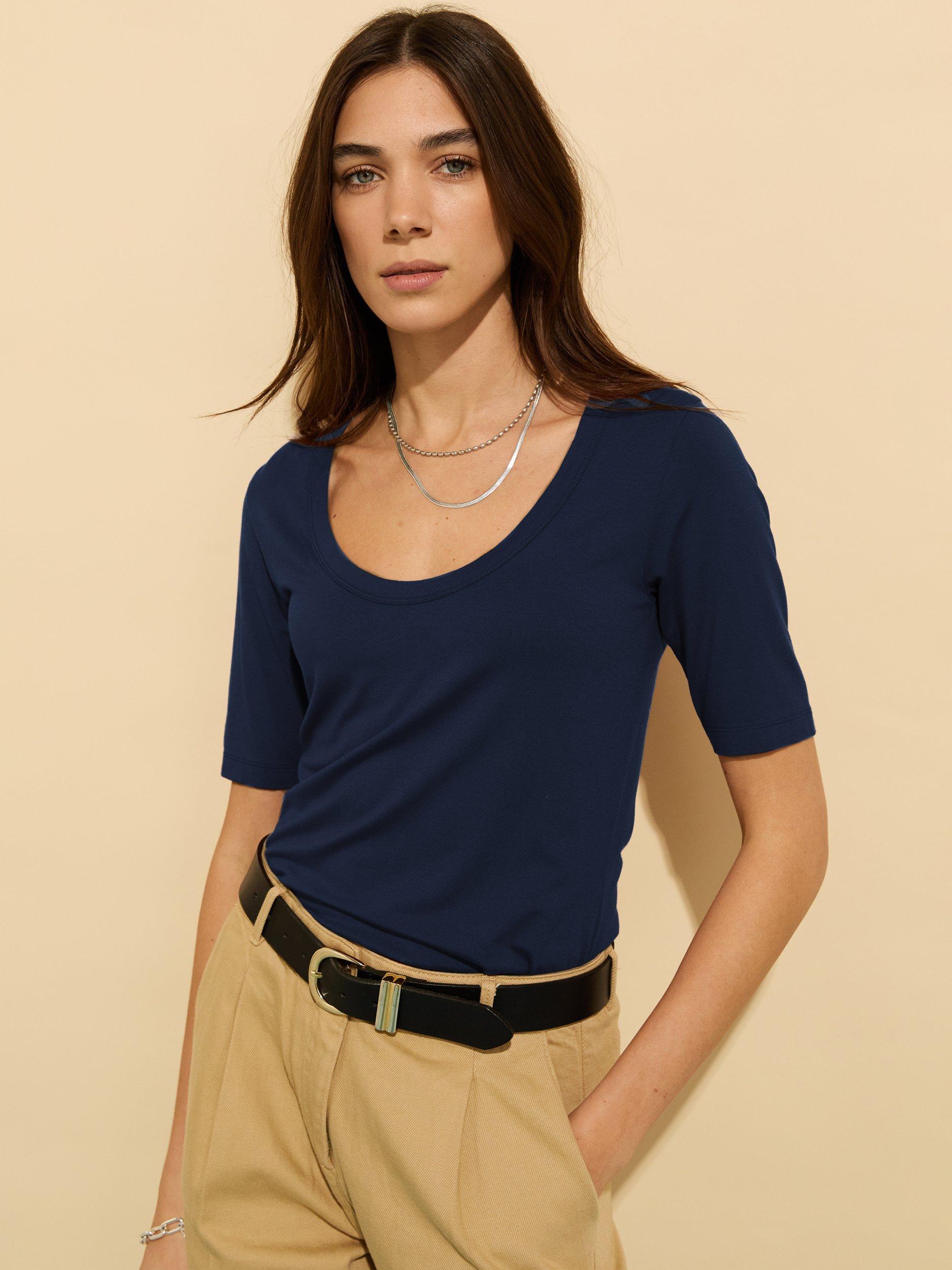 Product image 1 of 4, which shows Baukjen Essentials Scoop Neck Top, Deep Indigo, 6