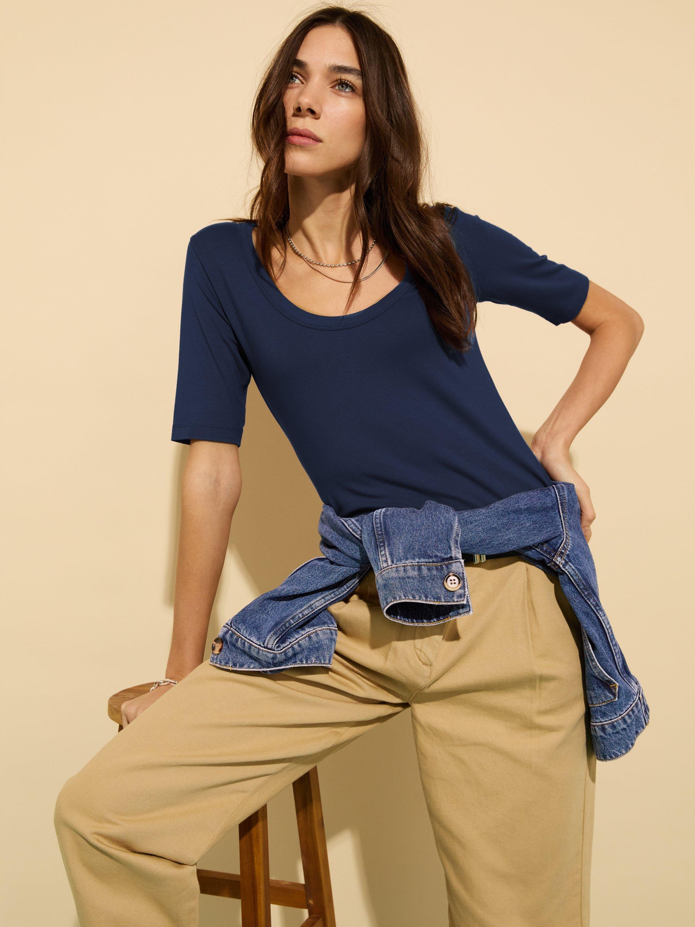 Product image 2 of 4, which shows Baukjen Essentials Scoop Neck Top, Deep Indigo, 6