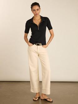 Baukjen Ivy Pure Organic Cotton Zip Collar Top - view 2, Caviar Black