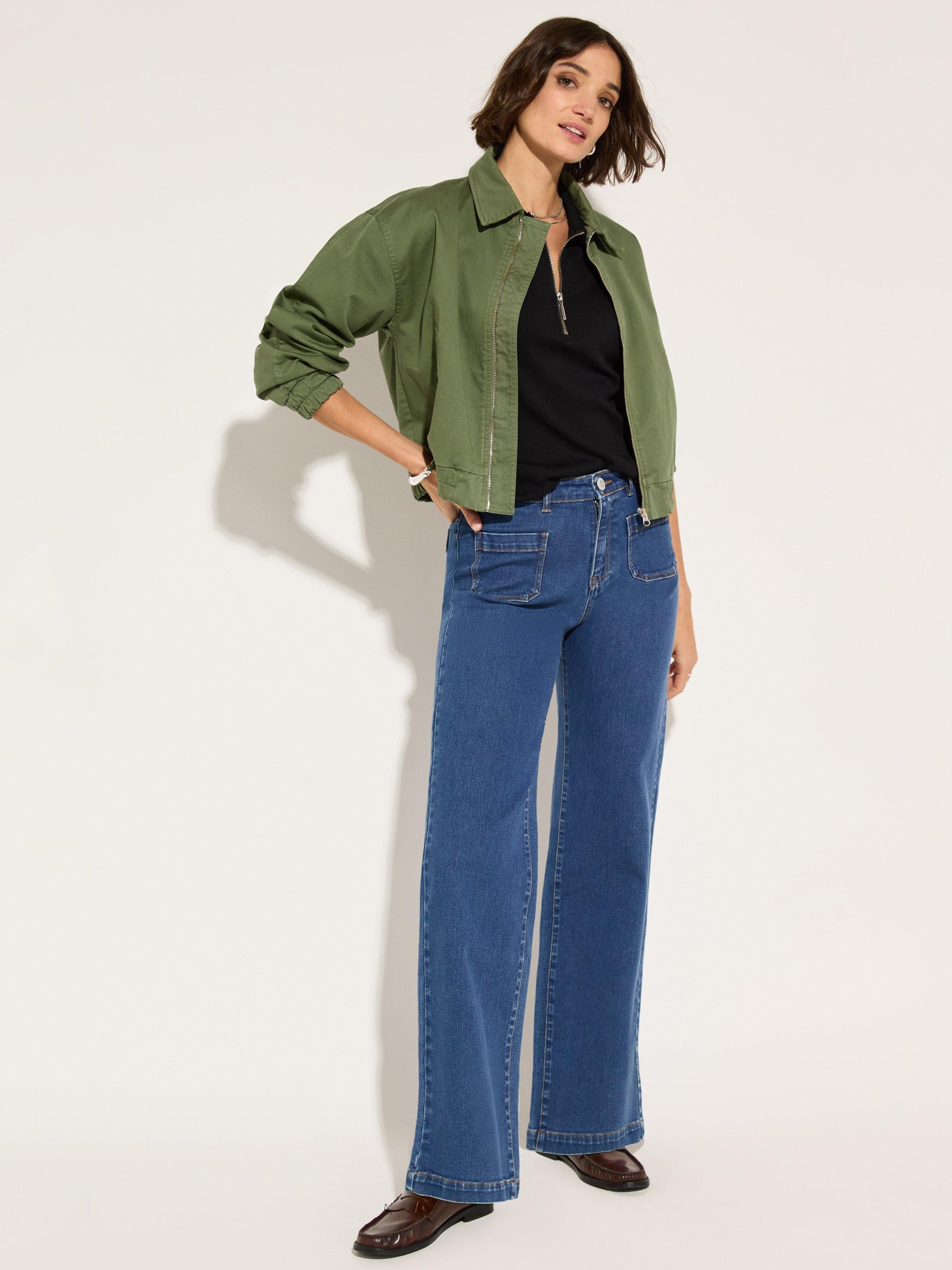 Product image 5 of 5, which shows Baukjen Ivy Pure Organic Cotton Zip Collar Top, Caviar Black, 6