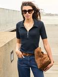 Baukjen Ivy Pure Organic Cotton Zip Collar Top, Classic Navy