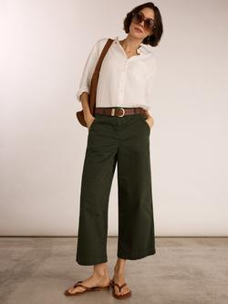 Baukjen Brielle Organic Cotton Rich Cropped Trousers, Deep Khaki