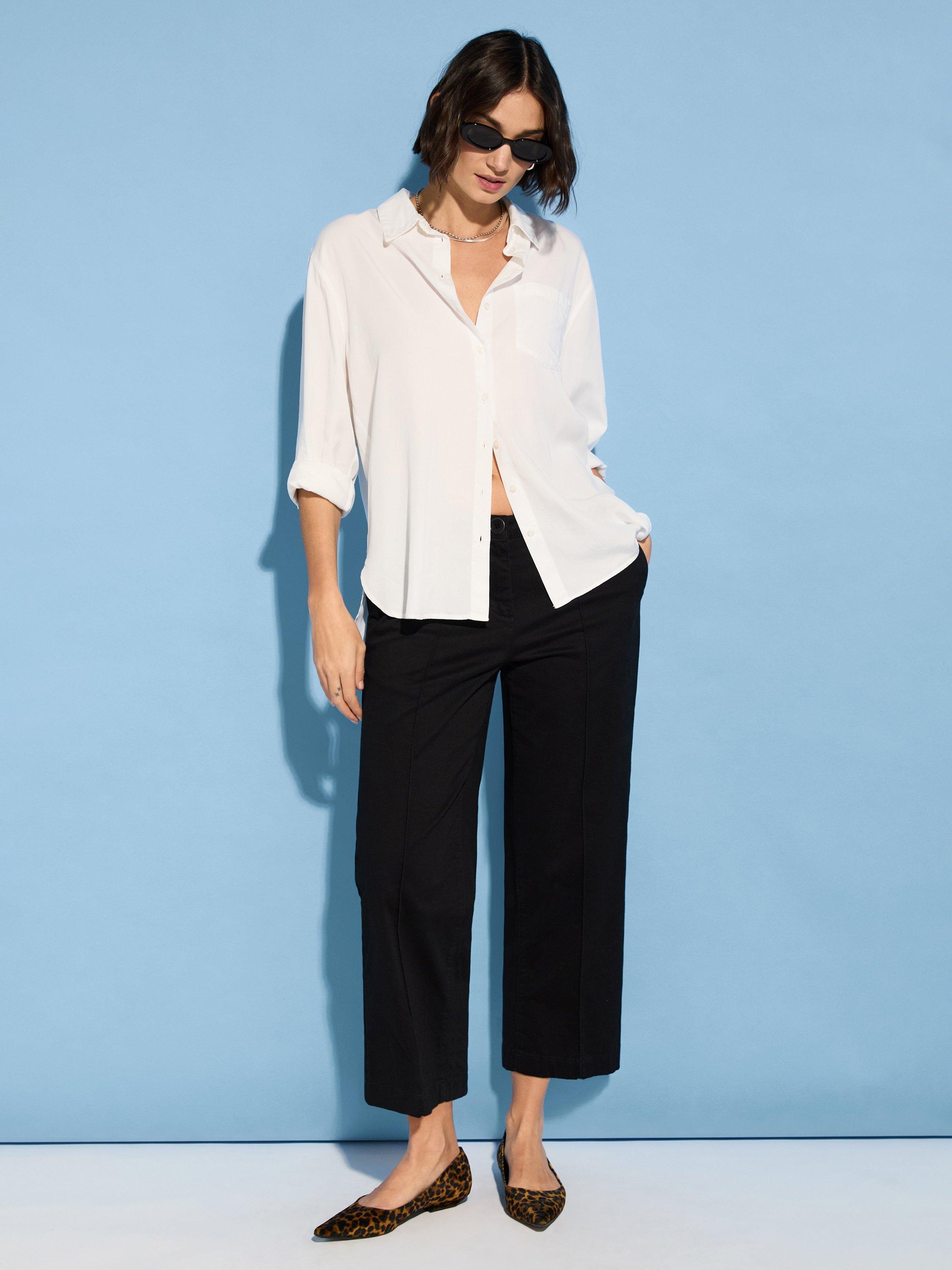 Product image 1 of 5, which shows Baukjen Taylor Organic Cotton Rich Trousers, Caviar Black, 10