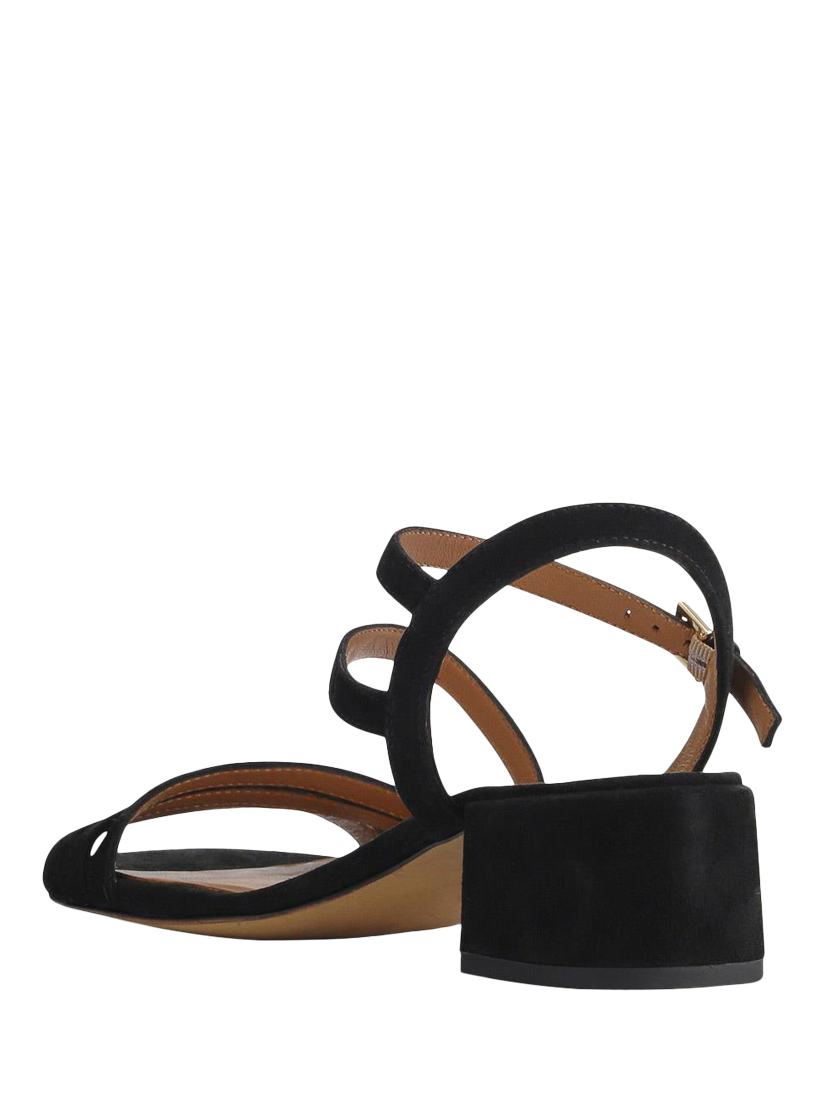 Product image 3 of 5, which shows Jones Bootmaker Ginette 2 Wide Fit Leather Heeled Strappy Sandals, Black, 3W