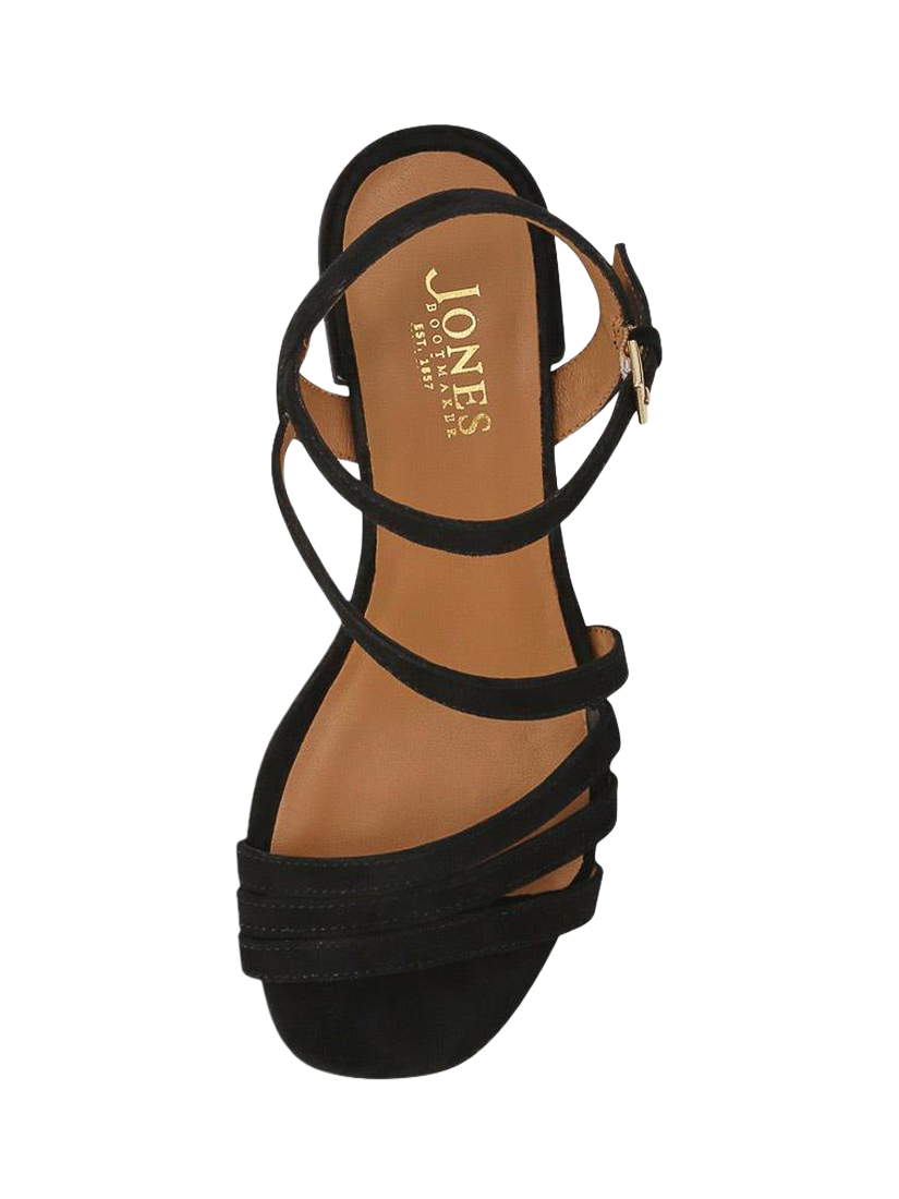 Product image 4 of 5, which shows Jones Bootmaker Ginette 2 Wide Fit Leather Heeled Strappy Sandals, Black, 3W