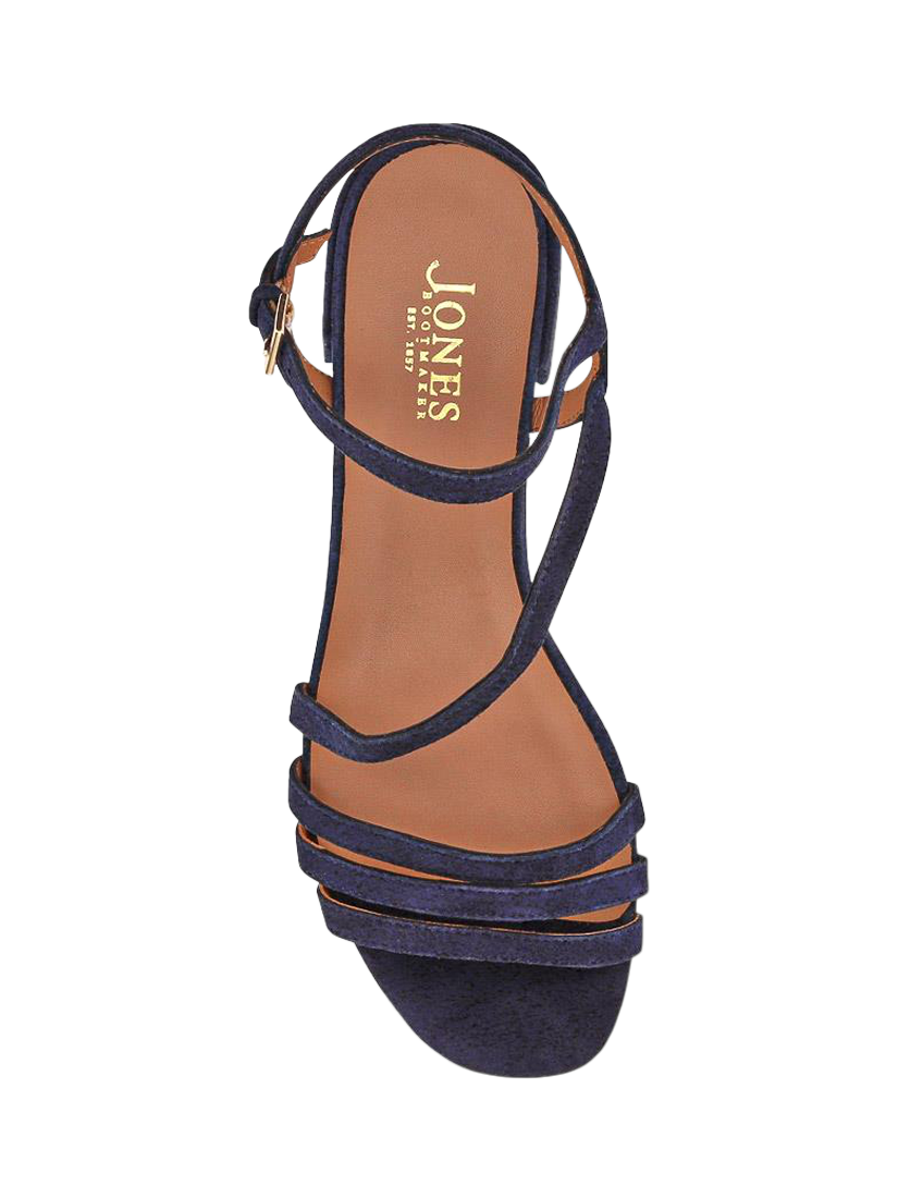 Product image 4 of 4, which shows Jones Bootmaker Ginette 2 Wide Fit Leather Heeled Strappy Sandals, Navy, 3W