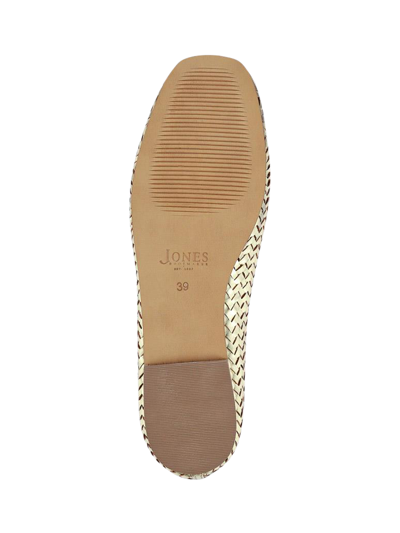 Product image 5 of 5, which shows Jones Bootmaker Stephanie Leather Woven Ballerina Pumps, Gold, 3