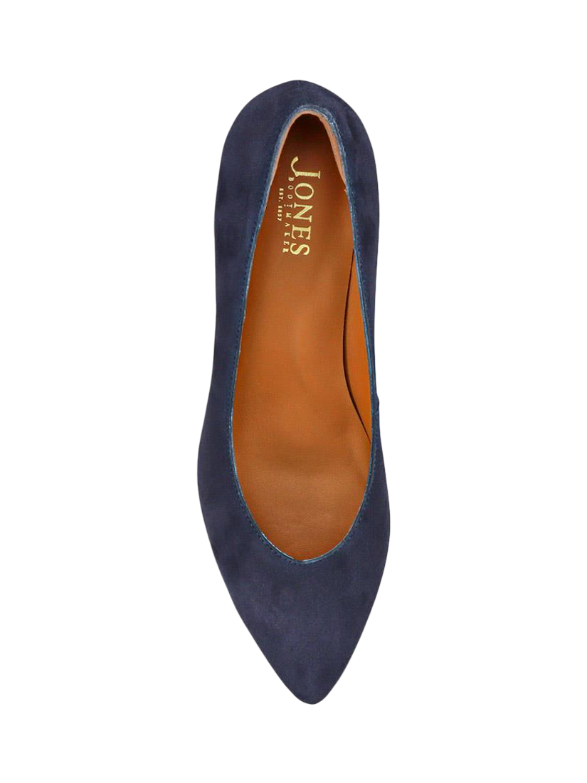 Product image 5 of 5, which shows Jones Bootmaker Yulia Suede Stiletto Heel Court Shoes, Navy, 3