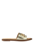 Jones Bootmaker Emillina Leather Buckle Mule Sandals, Gold