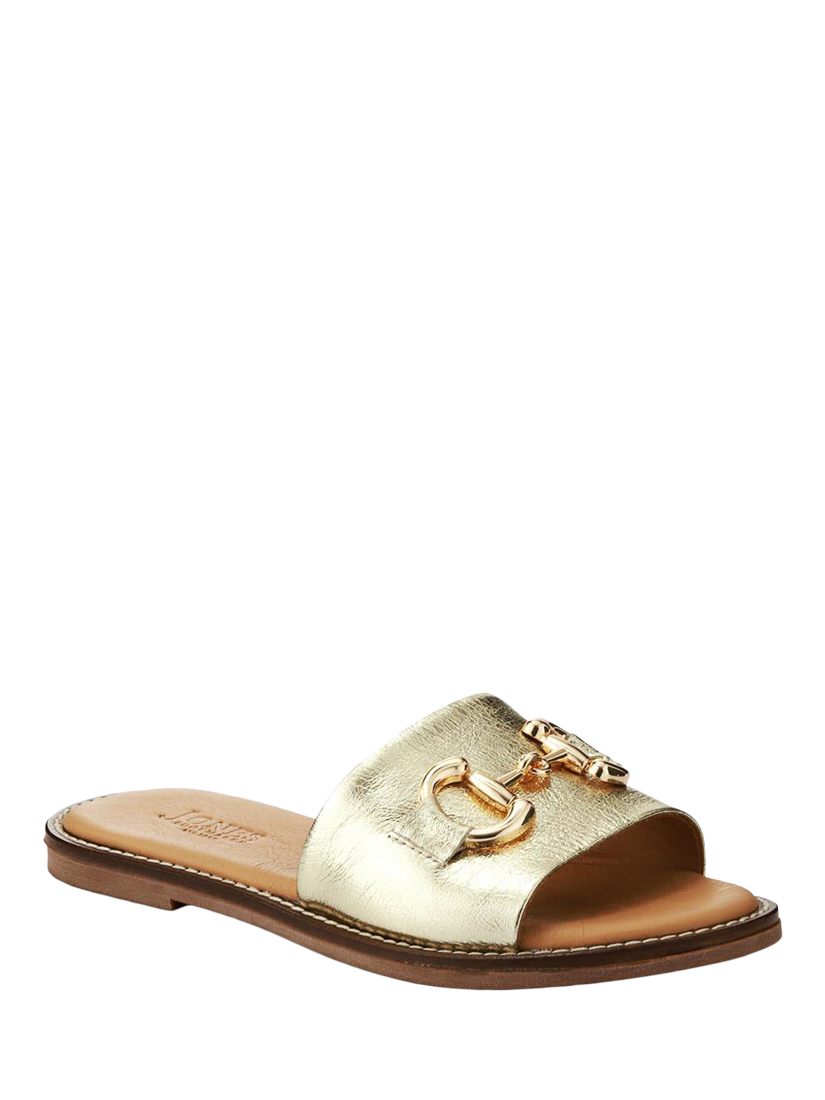 Product image 2 of 5, which shows Jones Bootmaker Emillina Leather Buckle Mule Sandals, Gold, 3