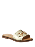 Jones Bootmaker Emillina Leather Buckle Mule Sandals, Gold