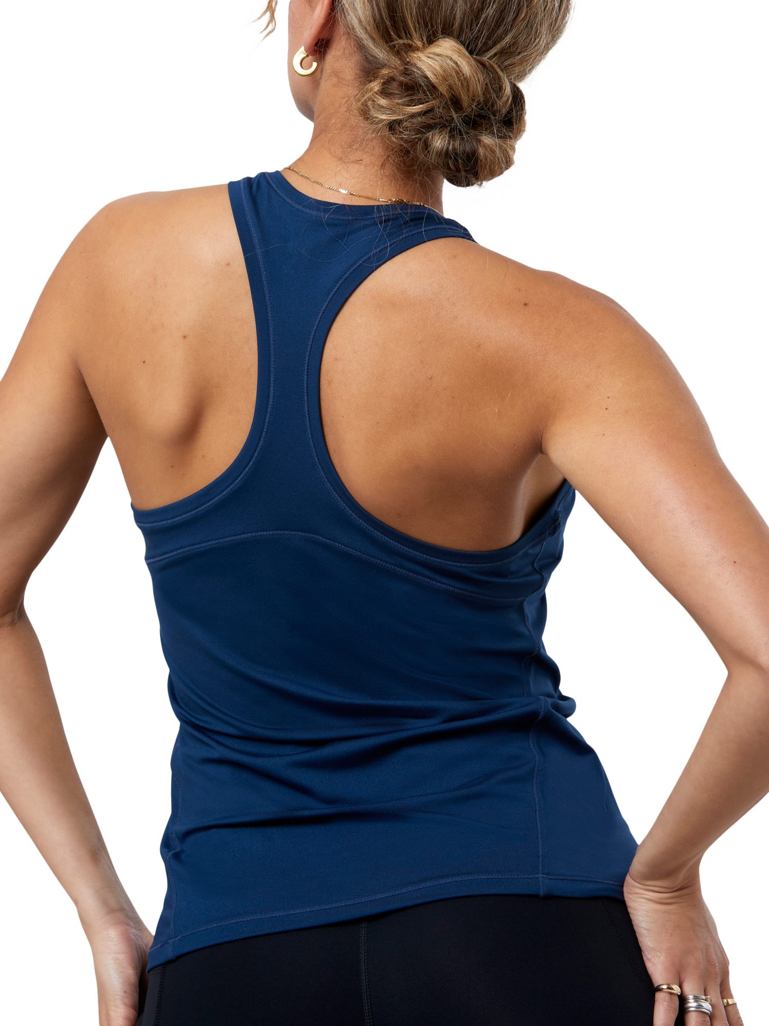 Product image 4 of 6, which shows Gym+Coffee Relentless Racerback Vest, Petrol Blue, XS