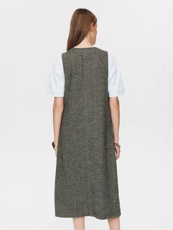 Numph Avey Herringbone Pinafore Dress, Taupe - view 2, Taupe