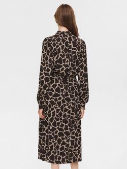 Numph Hana Animal Print Shirt Dress, Brown Multi - view 2, Brown Multi
