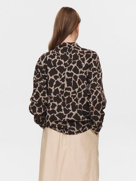 Numph Hana Animal Print Boxy Shirt, Brown Multi - view 2, Brown Multi