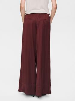 Numph Santina Wide Leg Lace Trim Trousers, Burgundy/Cream - view 2, Burgundy/Cream