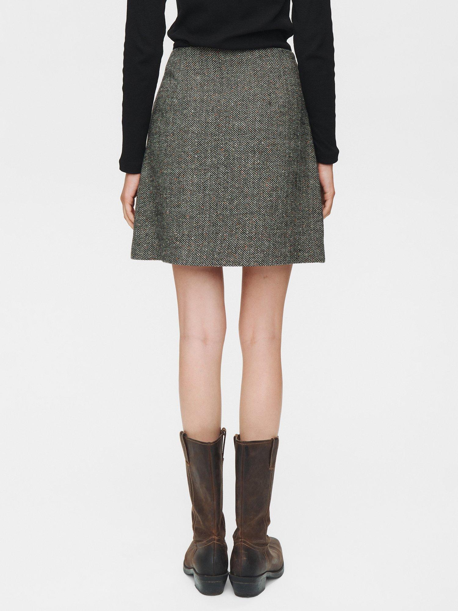 Product image 2 of 8, which shows Numph Avey Herringbone Mini Skirt, Taupe, 44