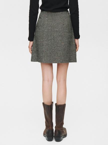 Numph Avey Herringbone Mini Skirt, Taupe - view 2, Taupe
