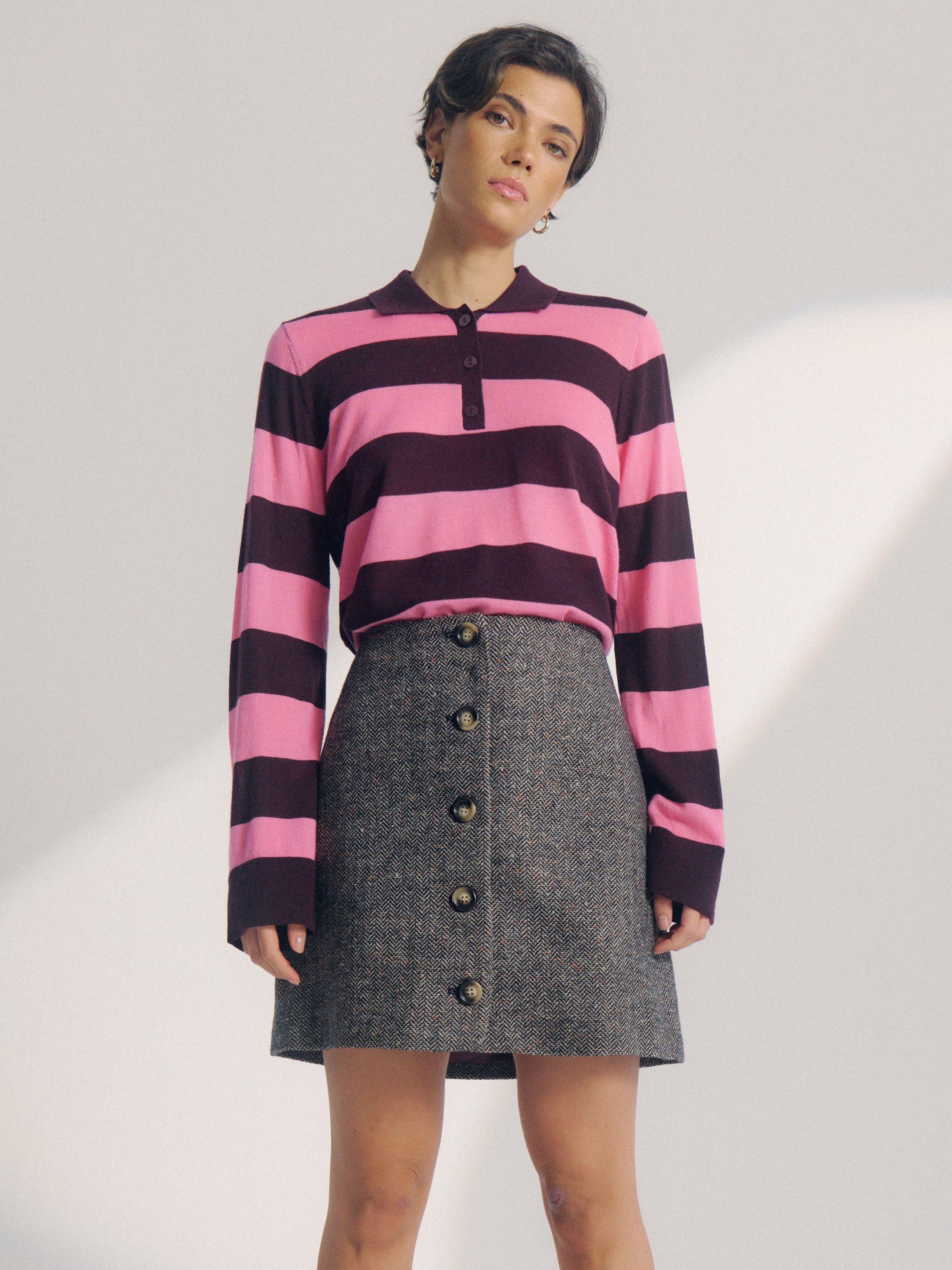 Product image 8 of 8, which shows Numph Avey Herringbone Mini Skirt, Taupe, 44