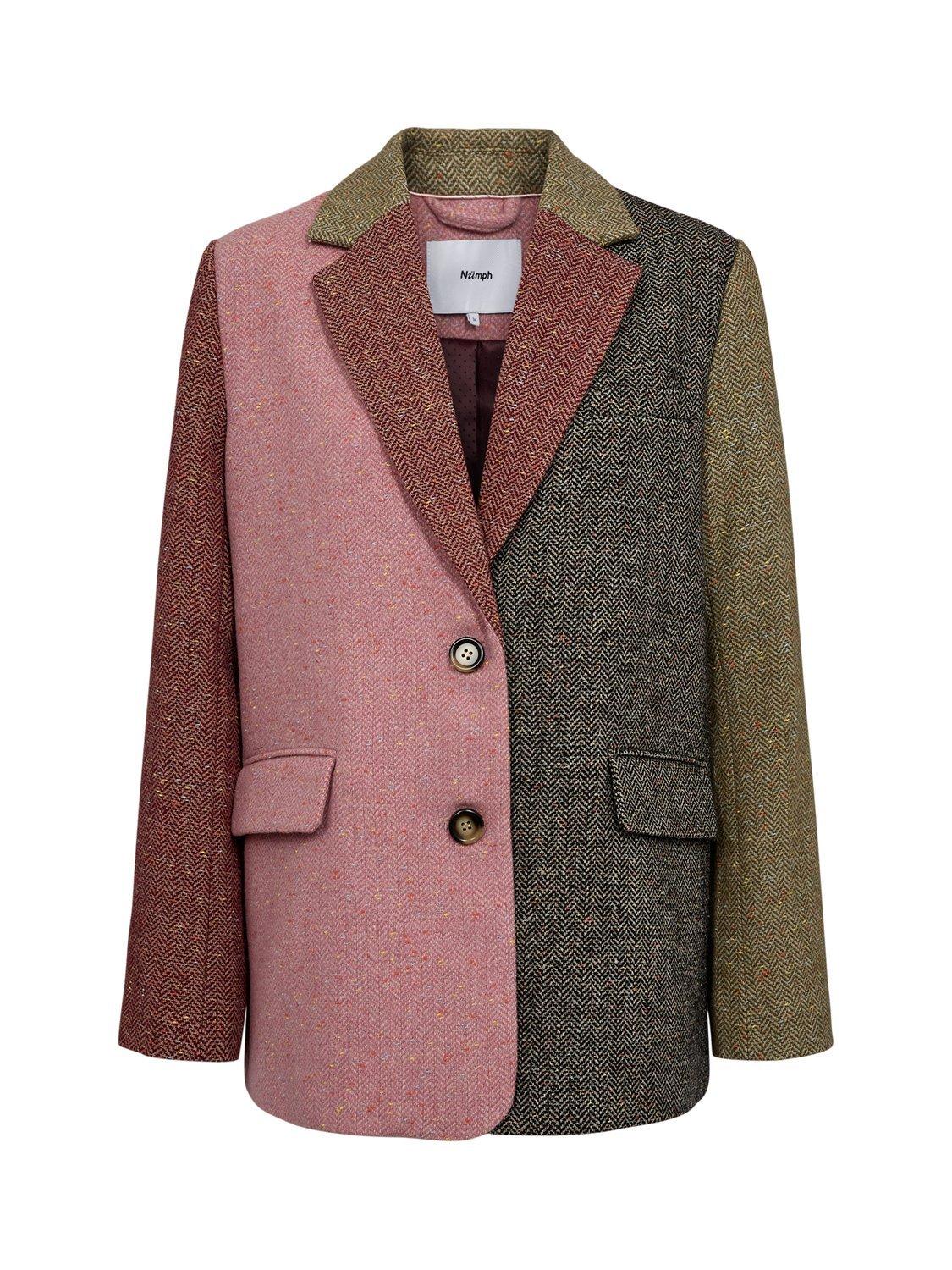 Product image 8 of 10, which shows Numph Avey Colour Block Herringbone Blazer, Multi, 36