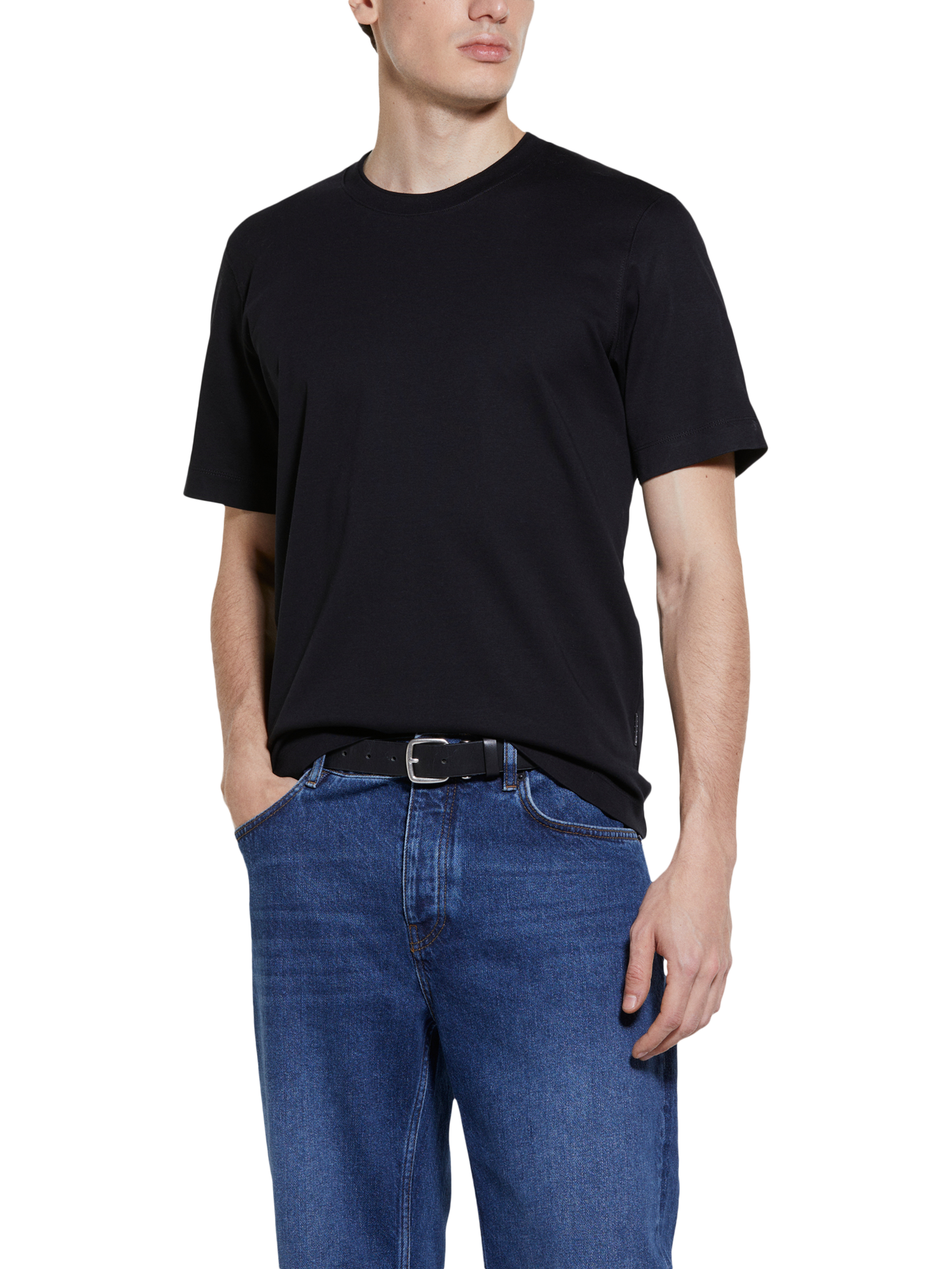 Product image 1 of 5, which shows SISLEY Regular Fit Cotton T-Shirt, Black, S
