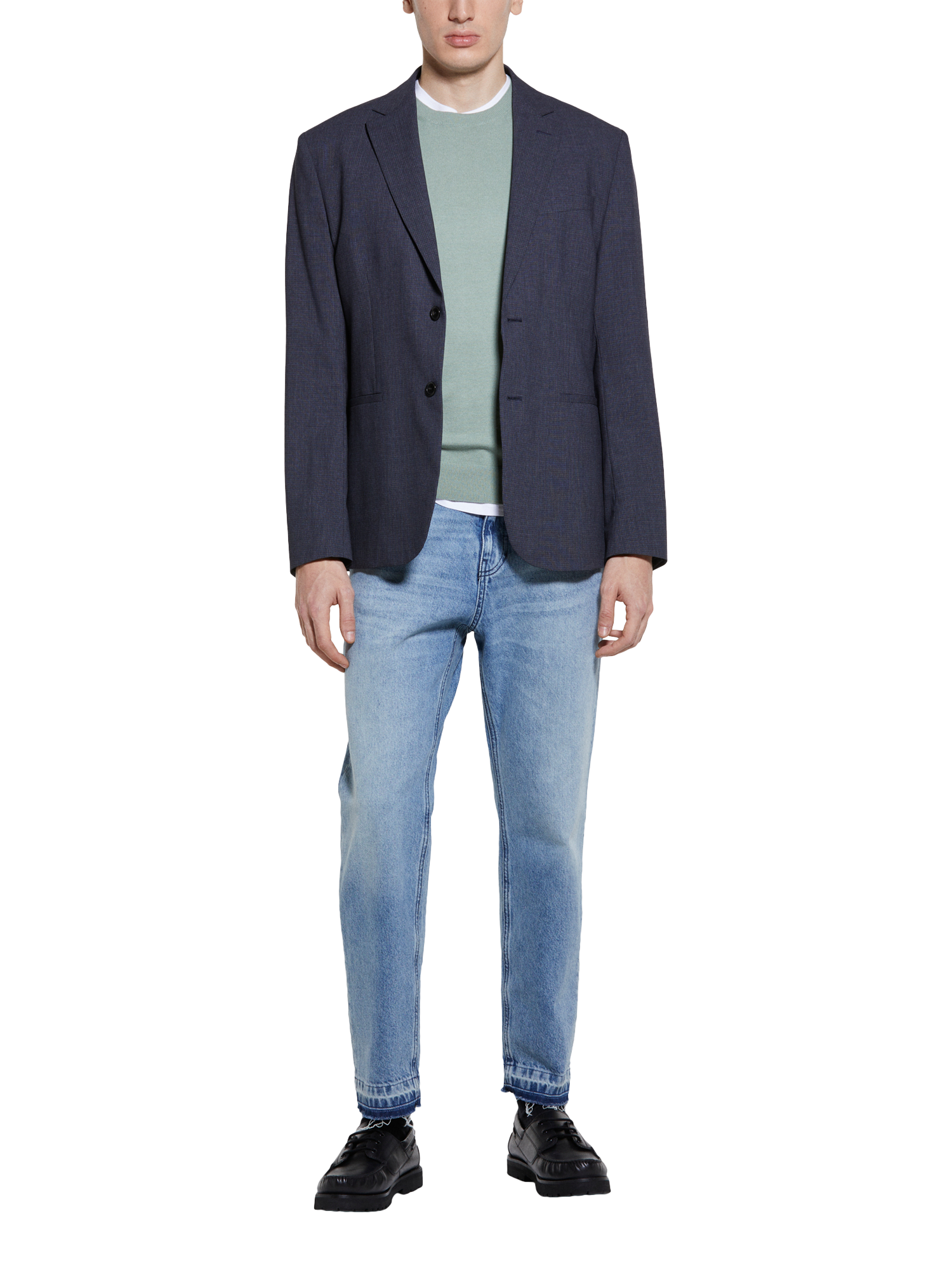 Product image 3 of 4, which shows SISLEY Cotton Blend Crew Neck Jumper, Green, S
