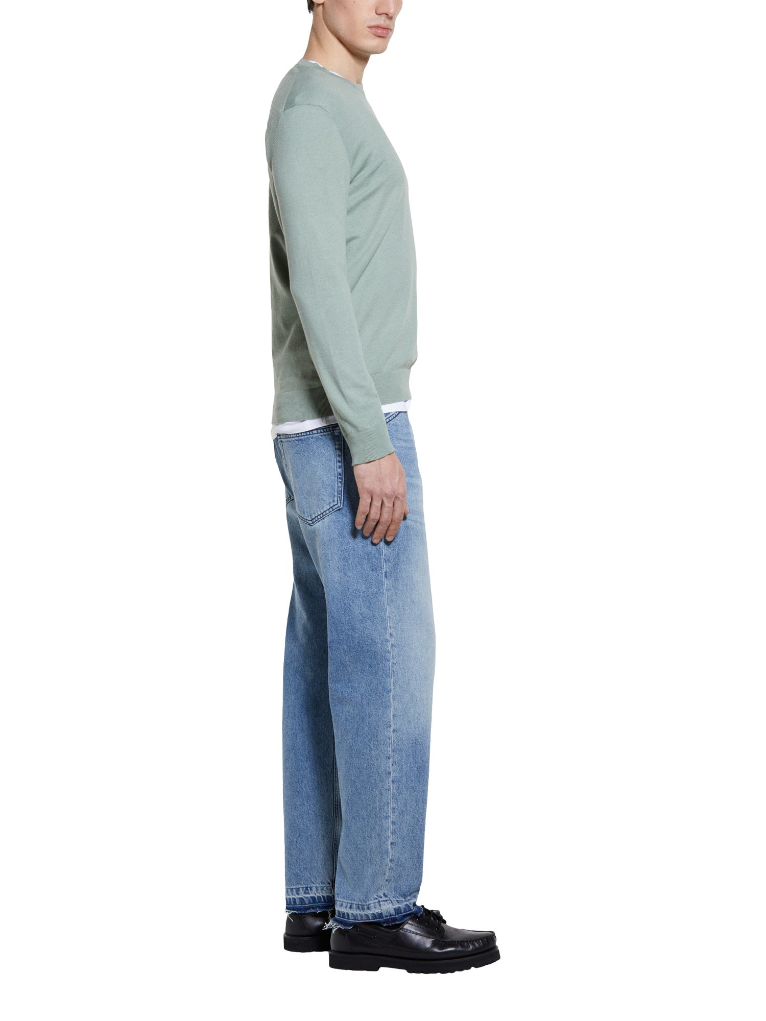 Product image 4 of 4, which shows SISLEY Cotton Blend Crew Neck Jumper, Green, S