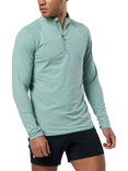 Gym+Coffee Relentless Slim Fit 1/4 Quarter Zip Midlayer Top, Summer Green
