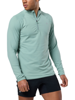 Gym+Coffee Relentless Slim Fit 1/4 Quarter Zip Midlayer Top, Summer Green