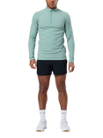 Gym+Coffee Relentless Slim Fit 1/4 Quarter Zip Midlayer Top, Summer Green