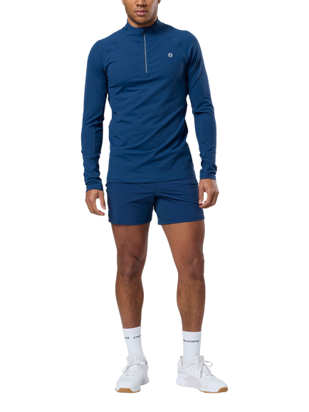 Gym+Coffee Relentless Slim Fit 1/4 Quarter Zip Midlayer Top - view 2, Petrol Blue