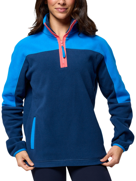 Gym+Coffee Half Zip Polar Fleece Jacket, Petrol Blue