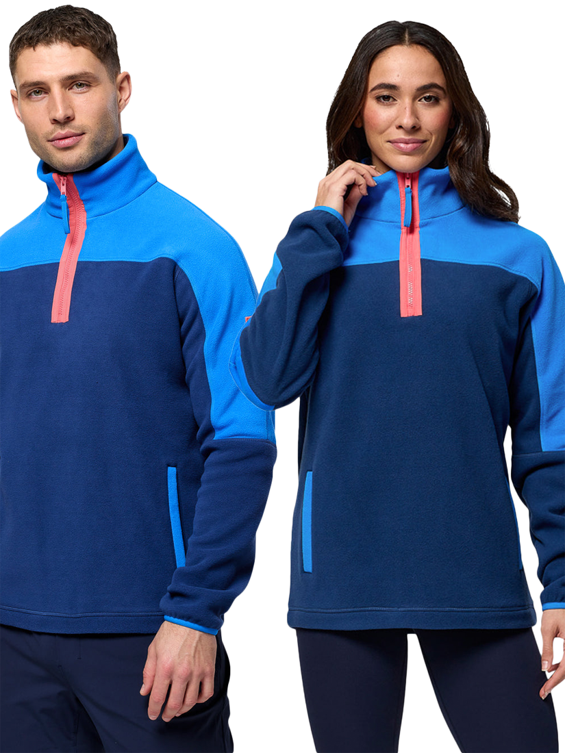 Product image 2 of 7, which shows Gym+Coffee Half Zip Polar Fleece Jacket, Petrol Blue, S