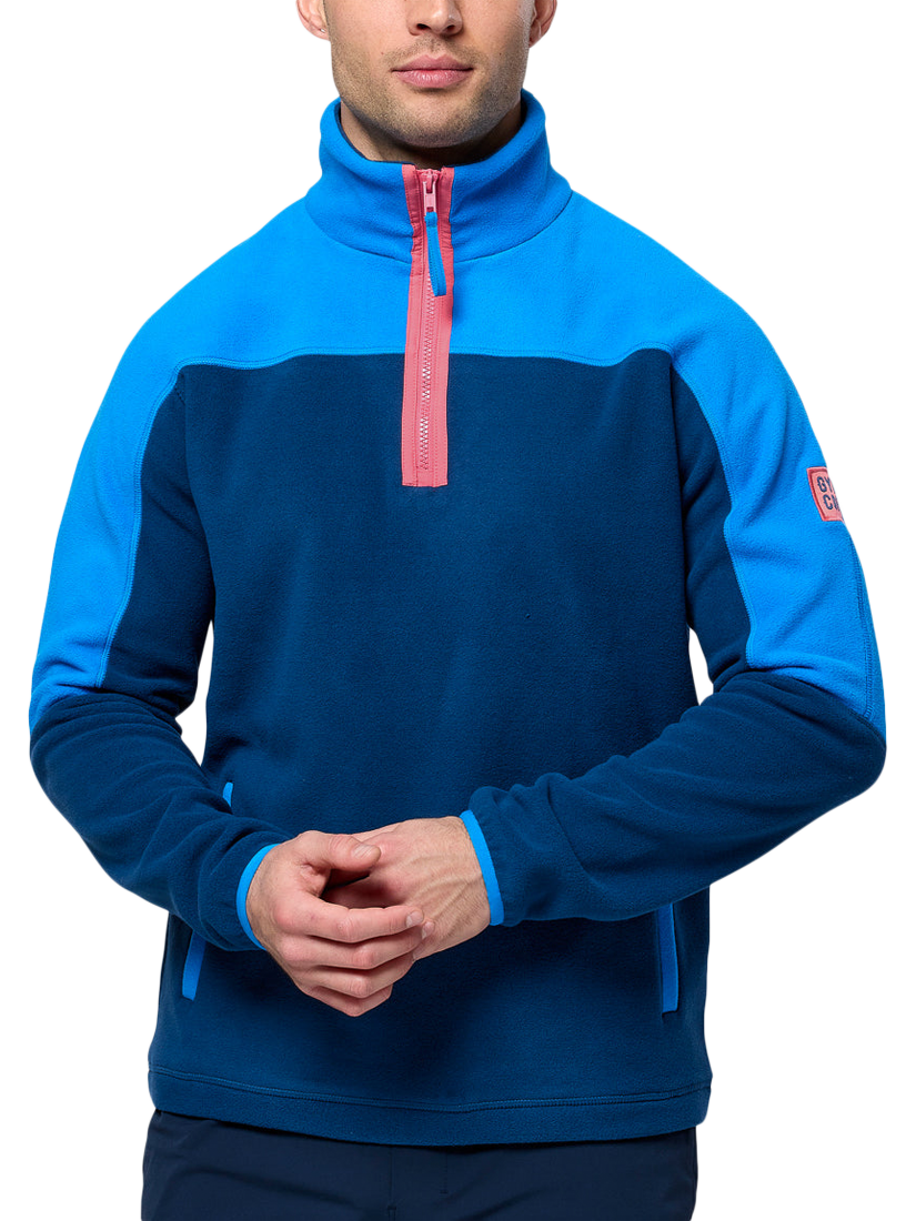Product image 3 of 7, which shows Gym+Coffee Half Zip Polar Fleece Jacket, Petrol Blue, S