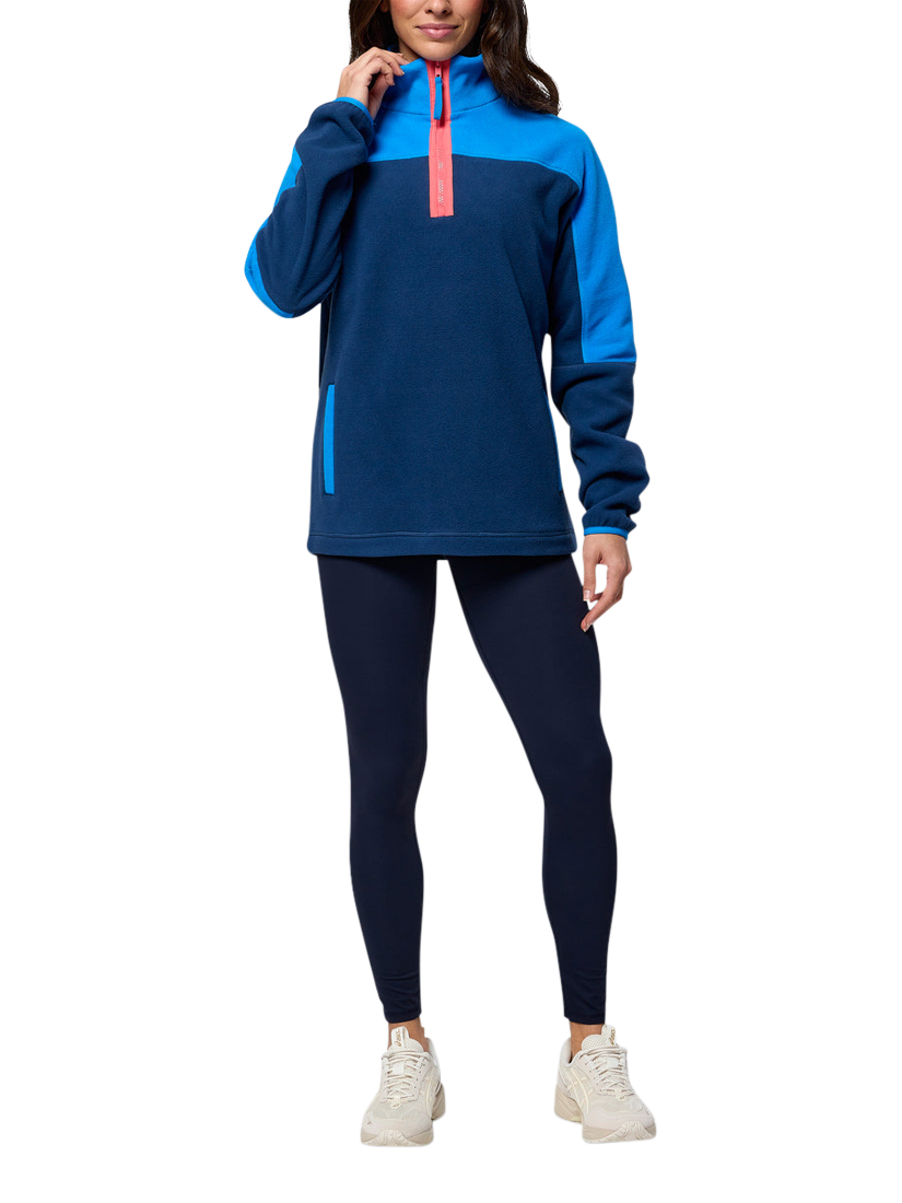 Product image 4 of 7, which shows Gym+Coffee Half Zip Polar Fleece Jacket, Petrol Blue, S