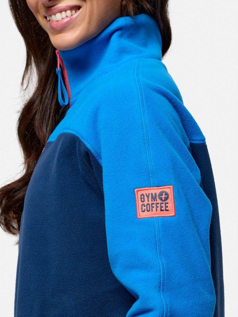 Product image 7 of 7, which shows Gym+Coffee Half Zip Polar Fleece Jacket, Petrol Blue, S