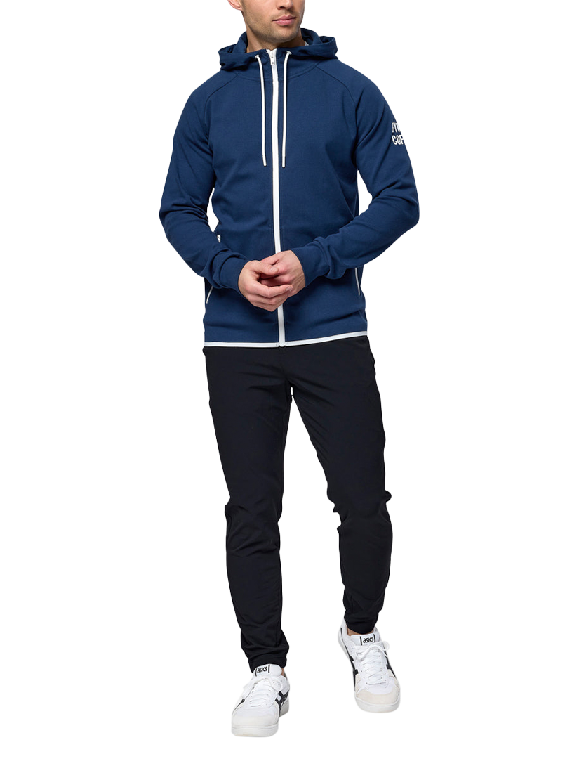Product image 2 of 6, which shows Gym+Coffee Chill Full Zip Hoodie, Petrol Blue, S