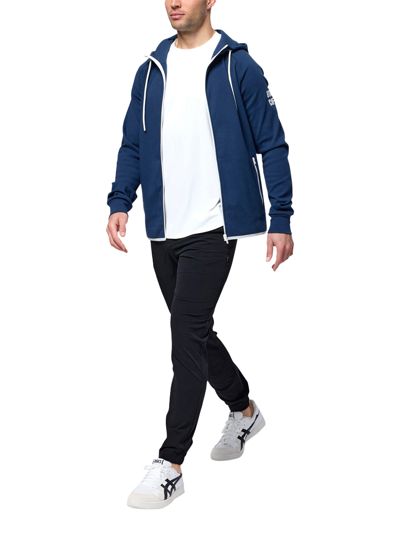 Product image 3 of 6, which shows Gym+Coffee Chill Full Zip Hoodie, Petrol Blue, S
