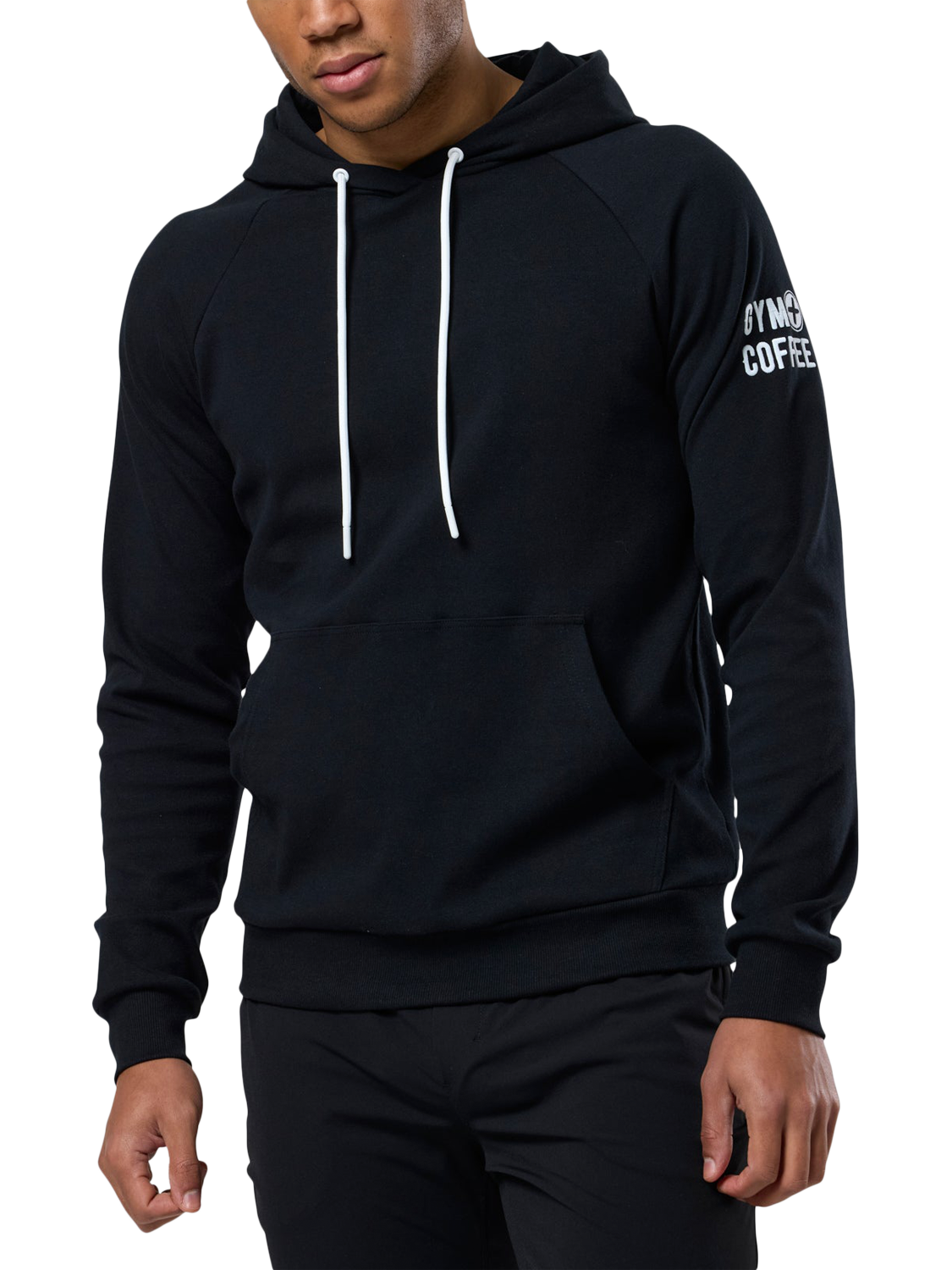 Product image 1 of 6, which shows Gym+Coffee Chill Hoodie, Black, S