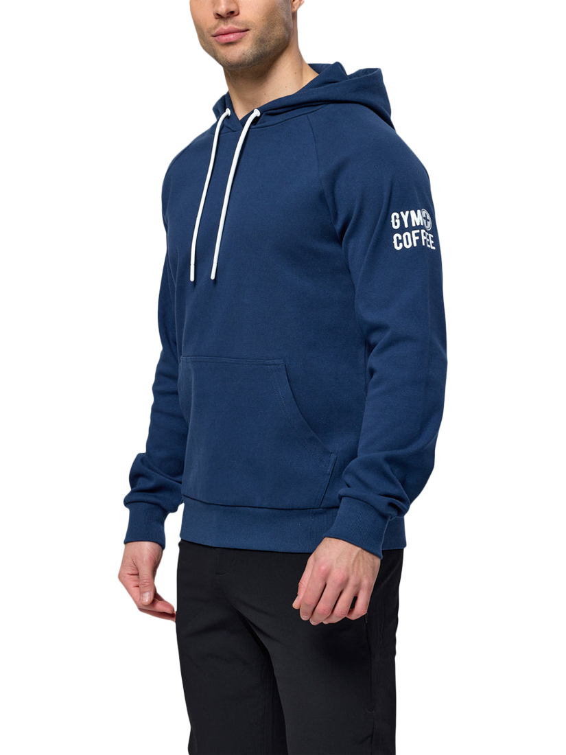Product image 1 of 6, which shows Gym+Coffee Chill Hoodie, Petrol Blue, S