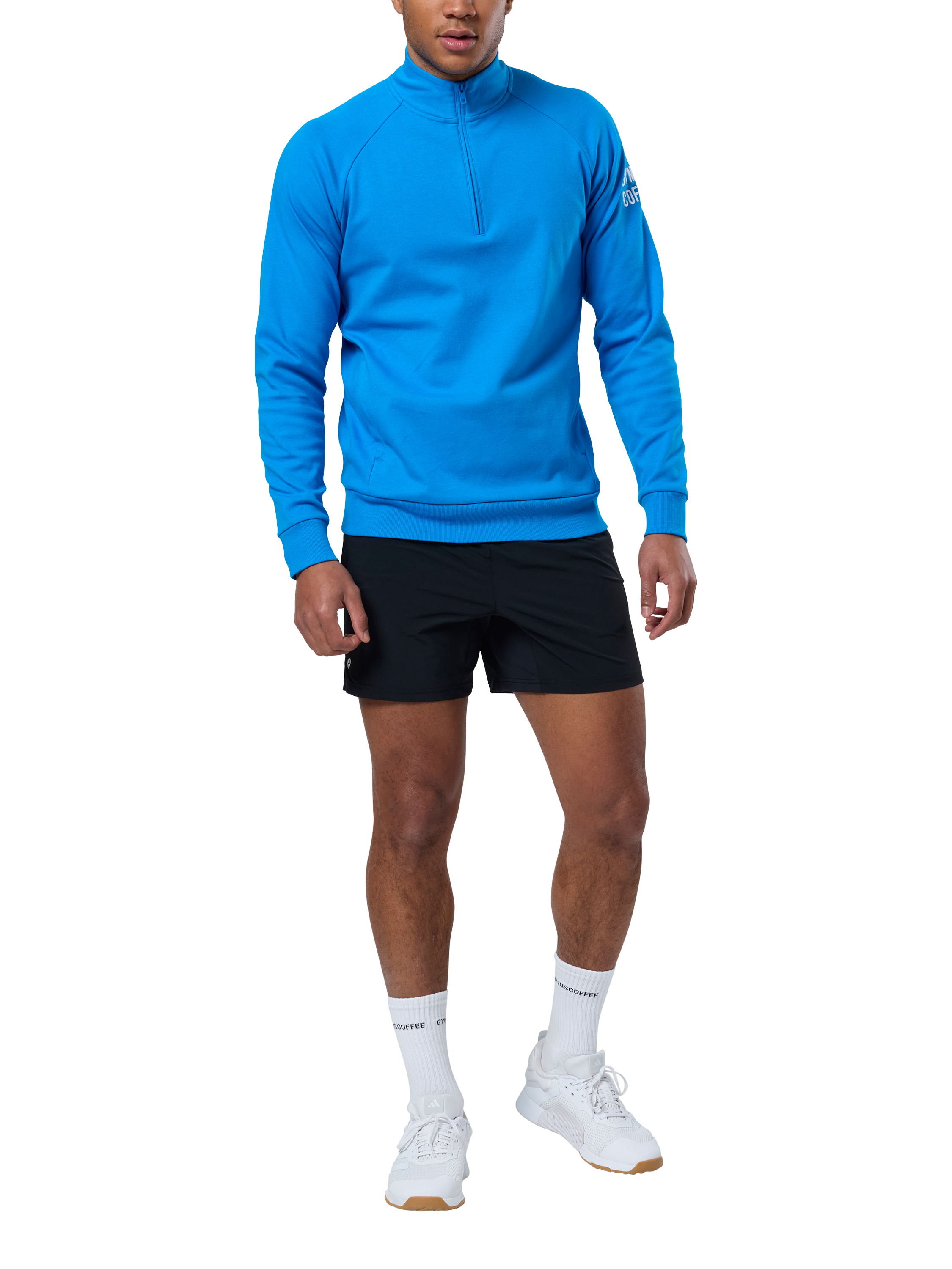 Product image 2 of 6, which shows Gym+Coffee Chill Half Zip Top, Sky Blue, S