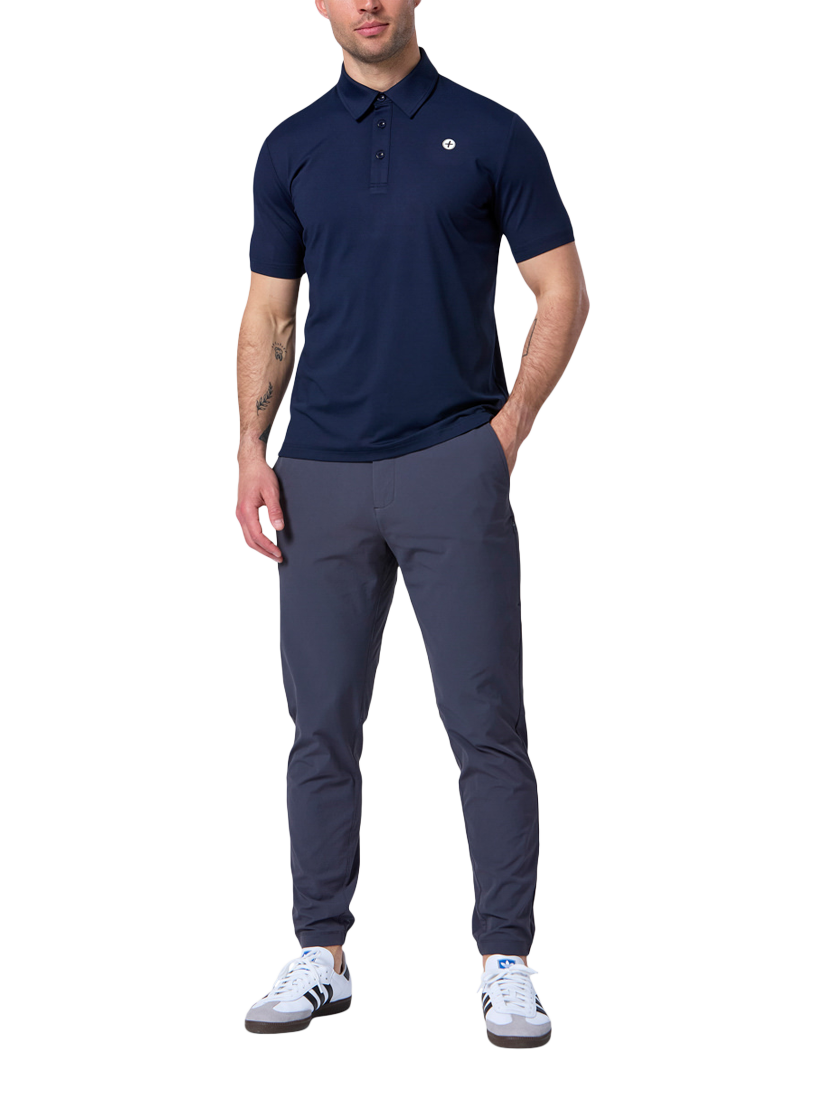 Product image 2 of 7, which shows Gym+Coffee Coffee Polo Shirt, Obsidian, S