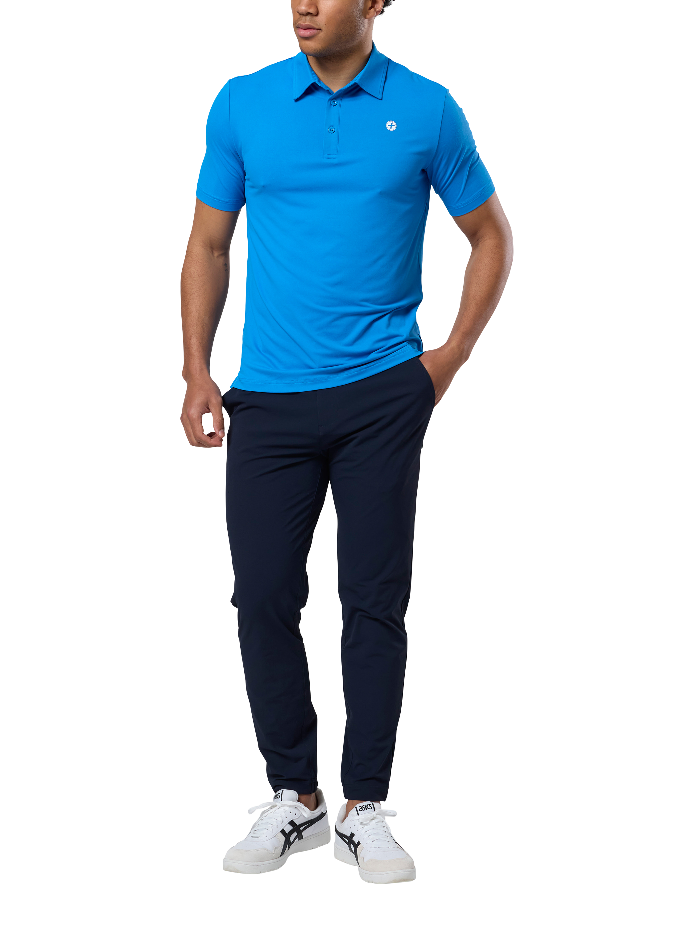 Product image 2 of 6, which shows Gym+Coffee Coffee Polo Shirt, Sky Blue, S