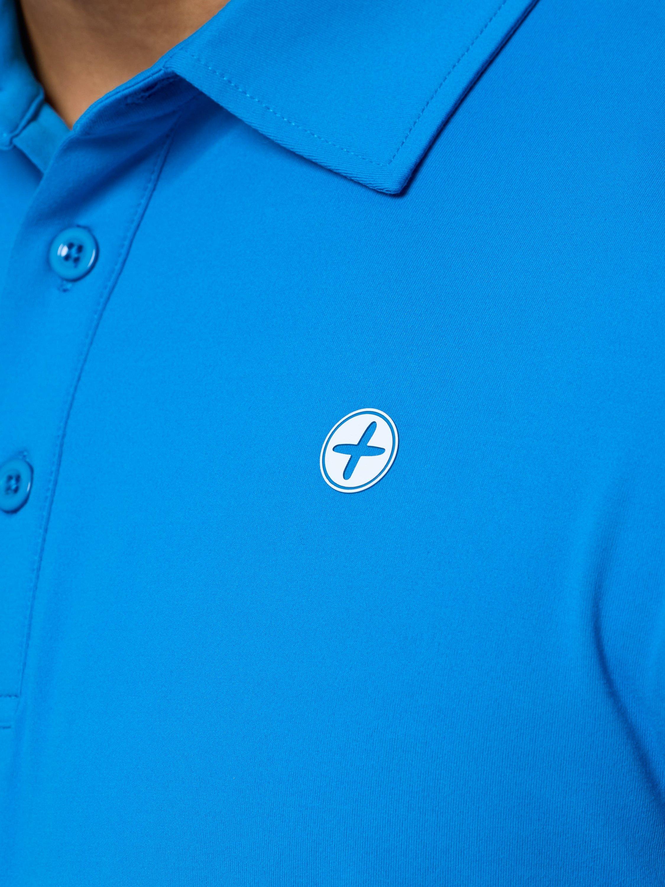 Product image 5 of 6, which shows Gym+Coffee Coffee Polo Shirt, Sky Blue, S