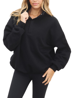 Gym+Coffee Sierra Snap Collar Sweatshirt, Black, Black