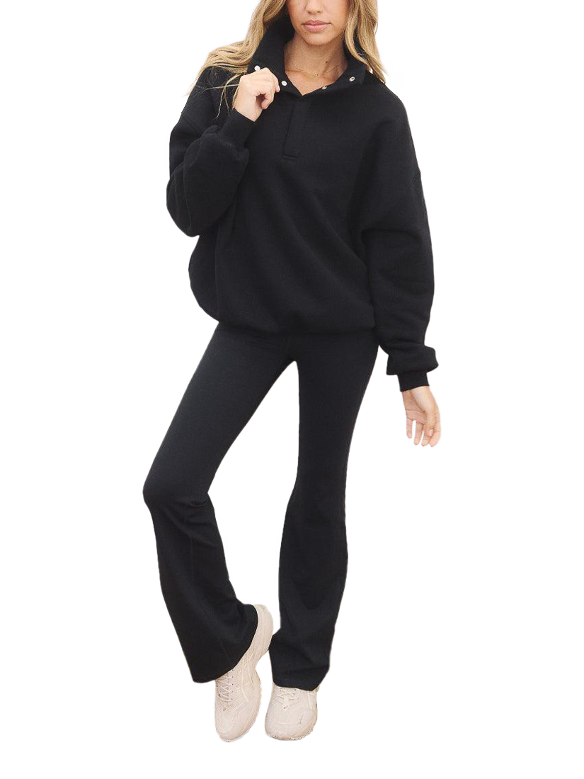 Product image 2 of 5, which shows Gym+Coffee Sierra Snap Collar Sweatshirt, Black, XS