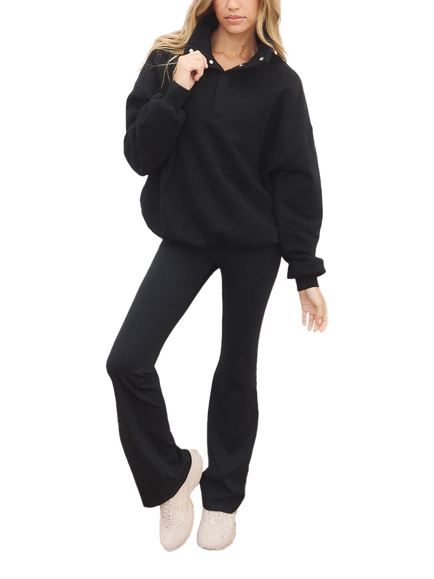 Gym+Coffee Sierra Snap Collar Sweatshirt, Black - view 2, Black