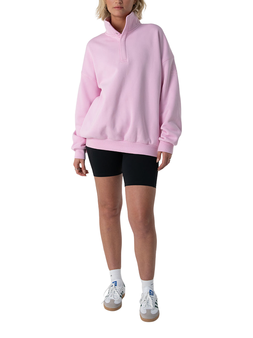 Product image 2 of 6, which shows Gym+Coffee Sierra Snap Collar Sweatshirt, Baby Pink, XS