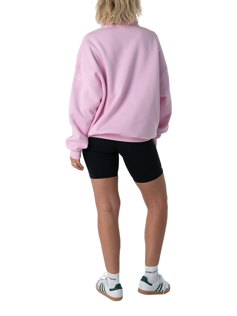 Product image 3 of 6, which shows Gym+Coffee Sierra Snap Collar Sweatshirt, Baby Pink, XS
